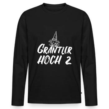Grantler hoch zwei. Grantln grantig Lausbua Bayern - Männer Premium Bio Langarmshirt - Schwarz - Vorne - Nico (187cm)