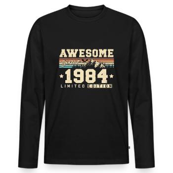 Great Since 1984 Vintage Vintage Birthday - Men's Premium Organic Long Sleeve Shirt - black - Front - Nico (187cm)