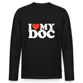 I Love My doc Chemise coeur - T-shirt manches longues Premium bio Homme - noir - Devant - Nico (187cm)