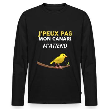 Je peux pas j'ai canari - T-shirt manches longues Premium bio Homme - noir - Devant - Nico (187cm)