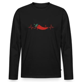Chilischote Peperoni Geschenk Chili - Männer Premium Bio Langarmshirt - Schwarz - Vorne - Nico (187cm)
