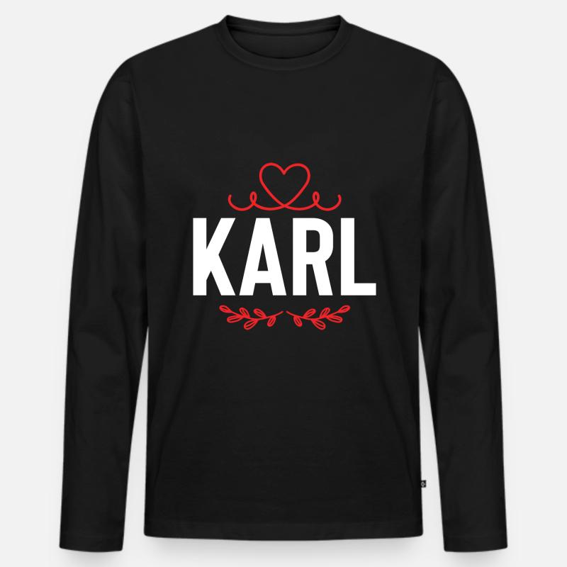 Karl - Männer Premium Bio Langarmshirt - Schwarz