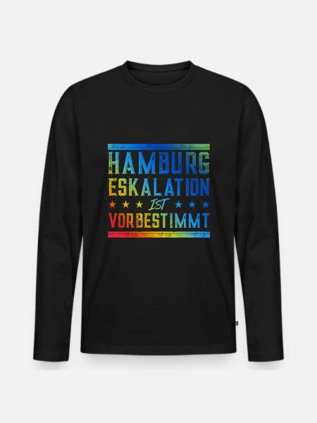 Hamburg Eskalation - Männer Premium Bio Langarmshirt - Schwarz