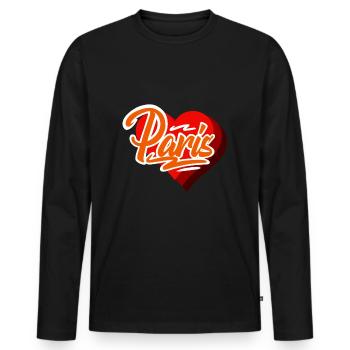 Paris - Männer Premium Bio Langarmshirt - Schwarz - Vorne - Nico (187cm)