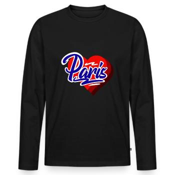 Paris - Männer Premium Bio Langarmshirt - Schwarz - Vorne - Nico (187cm)