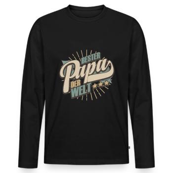 Bester Papa der Welt - Männer Premium Bio Langarmshirt - Schwarz - Vorne - Nico (187cm)