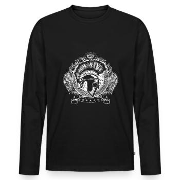 spartan symbol greek coat of arms - Men's Premium Organic Long Sleeve Shirt - black - Front - Nico (187cm)