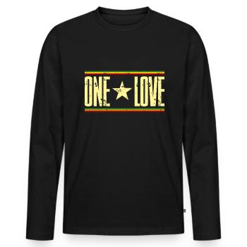 one love reggae - Men's Premium Organic Long Sleeve Shirt - black - Front - Nico (187cm)