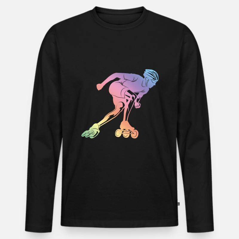 Inline Skates Silhoette - Männer Premium Bio Langarmshirt - Schwarz
