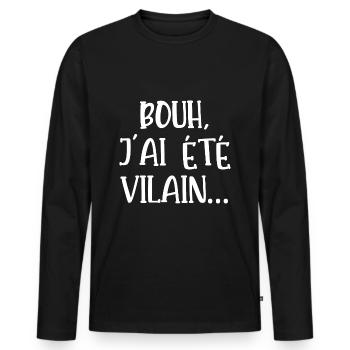 bouh j'ai été vilain - T-shirt manches longues Premium bio Homme - noir - Devant - Nico (187cm)