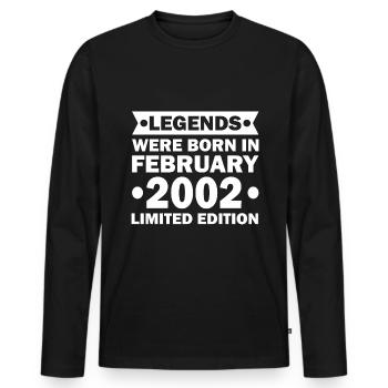 21. Geburtstag Februar Jahrgang 2002 Geschenkidee - Männer Premium Bio Langarmshirt - Schwarz - Vorne - Nico (187cm)
