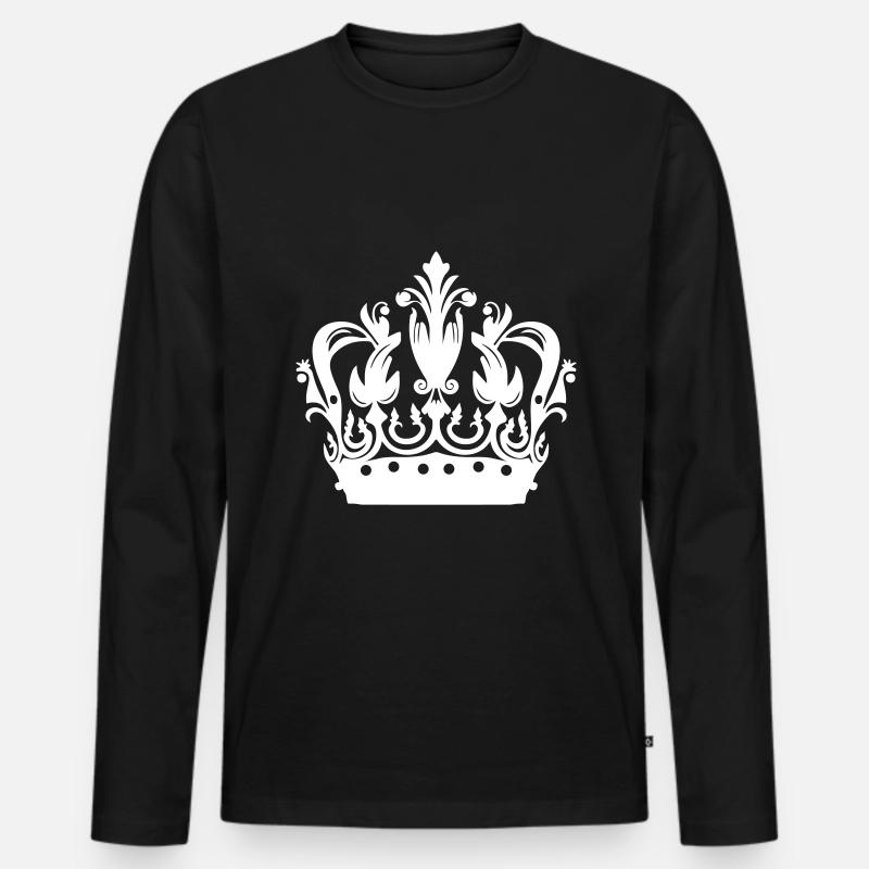 Krone Symbol - Männer Premium Bio Langarmshirt - Schwarz