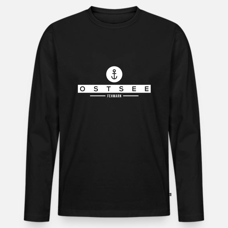 FEHMARN - Männer Premium Bio Langarmshirt - Schwarz