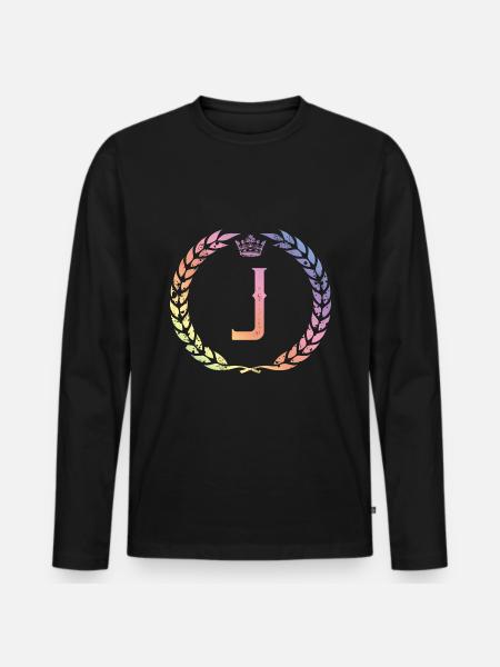 J letter wreath - Men's Premium Organic Long Sleeve Shirt - black