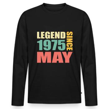 49th Birthday May Vintage 1975 Gift Idea - Men's Premium Organic Long Sleeve Shirt - black - Front - Nico (187cm)