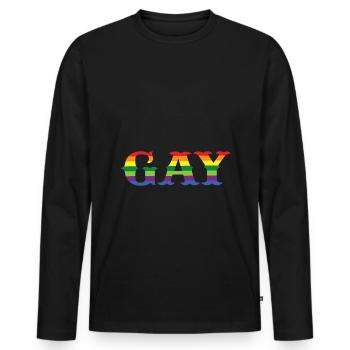 Gay LGBT gay gay design - Men's Premium Organic Long Sleeve Shirt - black - Front - Nico (187cm)
