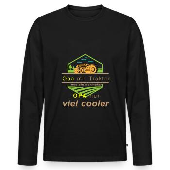 Opa Mit Traktor Wie Ein Normaler Opa Nur Viel Cool - Männer Premium Bio Langarmshirt - Schwarz - Vorne - Nico (187cm)
