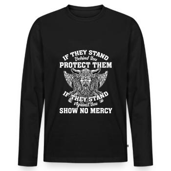 Mythologie nordique et Viking Ravens, fils d'Odin - T-shirt manches longues Premium bio Homme - noir - Devant - Nico (187cm)