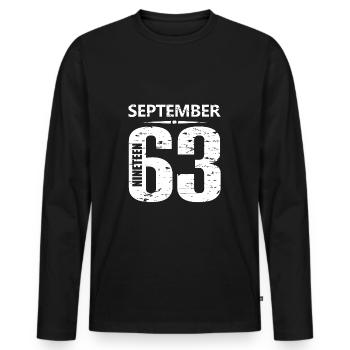 September 1963 Jersey Number - Men's Premium Organic Long Sleeve Shirt - black - Front - Nico (187cm)