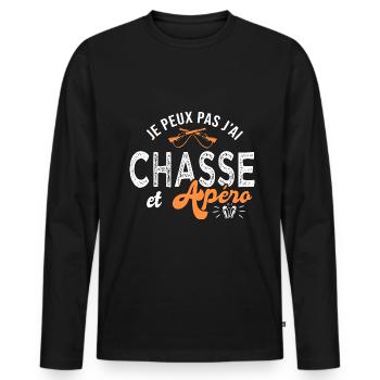 je peux pas j ai chasse Cadeau cool chasseur - T-shirt manches longues Premium bio Homme - noir - Devant - Nico (187cm)