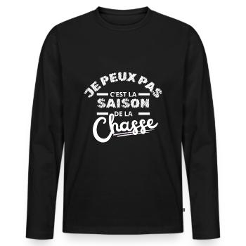 je peux pas saison chasse chasseur humour - T-shirt manches longues Premium bio Homme - noir - Devant - Nico (187cm)