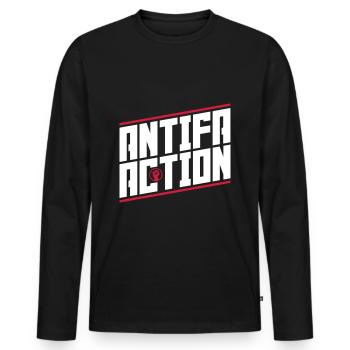 Antifa Action - Männer Premium Bio Langarmshirt - Schwarz - Vorne - Nico (187cm)