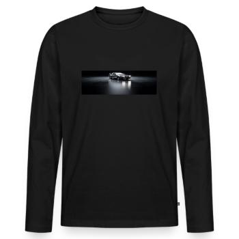 OutATime - Männer Premium Bio Langarmshirt - Schwarz - Vorne - Nico (187cm)