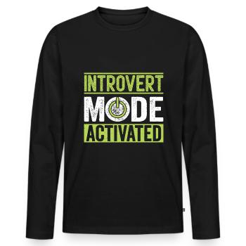 Dictons activés par le mode introverti pour les introvertis - T-shirt manches longues Premium bio Homme - noir - Devant - Nico (187cm)