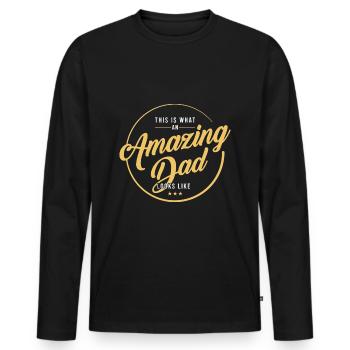 This is what an amazing dad looks like - T-shirt manches longues Premium bio Homme - noir - Devant - Nico (187cm)