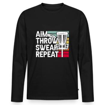 Disc Golf Disc Golfing - Men's Premium Organic Long Sleeve Shirt - black - Front - Nico (187cm)