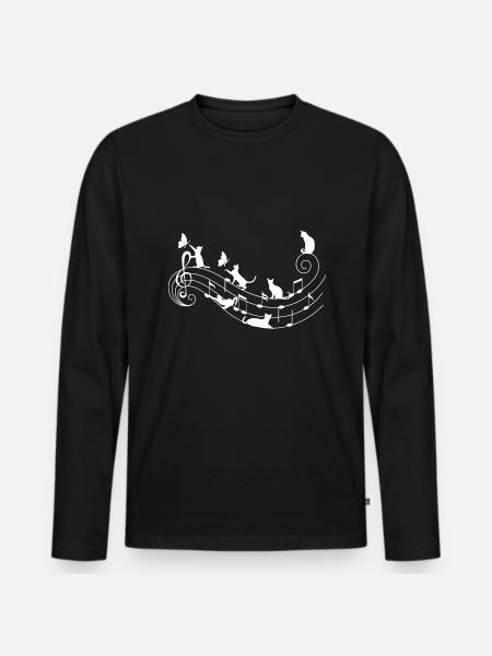 Cats and music - Men's Premium Organic Long Sleeve Shirt - black