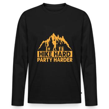 Hiking Hiker Nature Trekking Outdoor Mountaineerin - Men's Premium Organic Long Sleeve Shirt - black - Front - Nico (187cm)