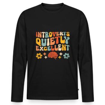 Introvertis Discrètement d’excellents dictons pour - T-shirt manches longues Premium bio Homme - noir - Devant - Nico (187cm)
