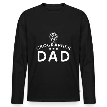 Geographer Papa Geography Geography - Men's Premium Organic Long Sleeve Shirt - black - Front - Nico (187cm)