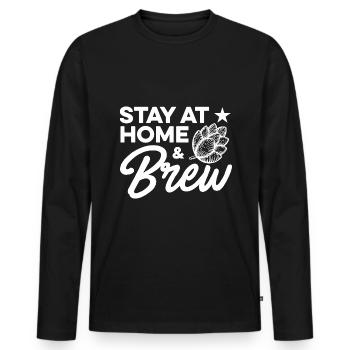 Stay At Home And Brew Homebrewing Brewery Brew Bee - Männer Premium Bio Langarmshirt - Schwarz - Vorne - Nico (187cm)
