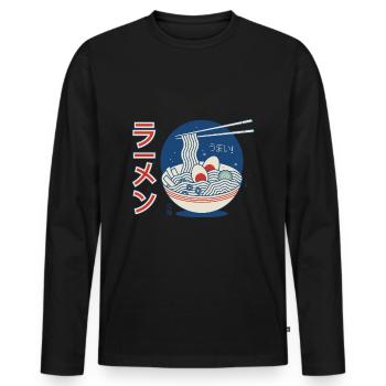 Japanese food - Men's Premium Organic Long Sleeve Shirt - black - Front - Nico (187cm)