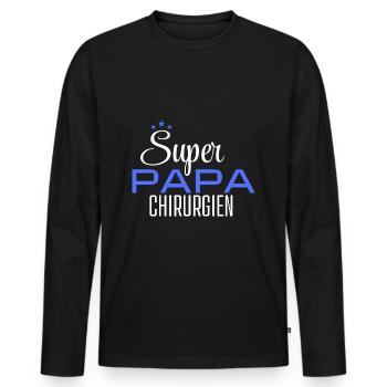 Super Dad Surgeon - Men's Premium Organic Long Sleeve Shirt - black - Front - Nico (187cm)