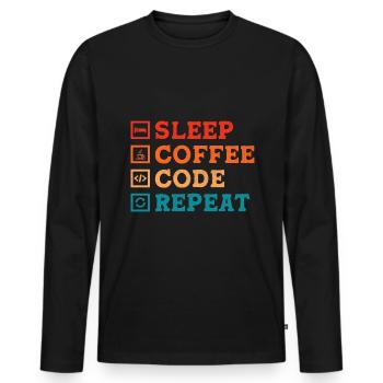 Coffee Coding Programmer Coder Developer Nerd Coff - Men's Premium Organic Long Sleeve Shirt - black - Front - Nico (187cm)