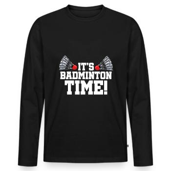 It's Badminton Time Graphic Badminton Player Shutt - Männer Premium Bio Langarmshirt - Schwarz - Vorne - Nico (187cm)