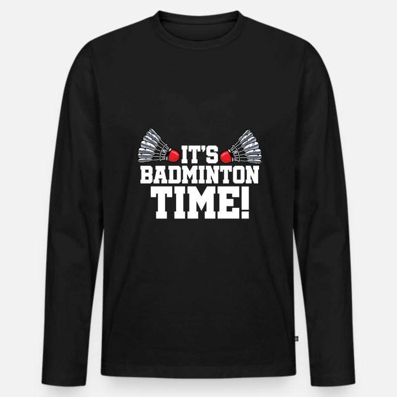 It's Badminton Time Graphic Badminton Player Shutt - Männer Premium Bio Langarmshirt - Schwarz