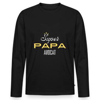super papa avocat - cadeau - T-shirt manches longues Premium bio Homme - noir - Devant - Nico (187cm)