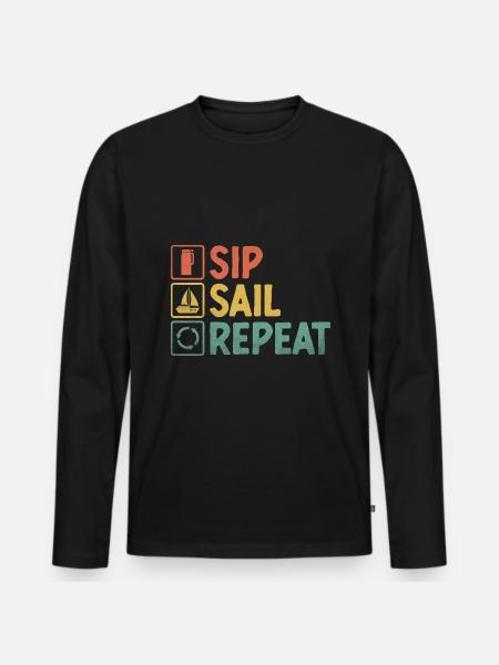 Sip Sail Repeat Paddelboot - Männer Premium Bio Langarmshirt - Schwarz