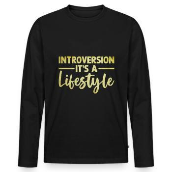Introversion C’est un dicton de style de vie pour - T-shirt manches longues Premium bio Homme - noir - Devant - Nico (187cm)