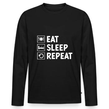 Manger dormir Répéter les dictons pour les introvertis - T-shirt manches longues Premium bio Homme - noir - Devant - Nico (187cm)