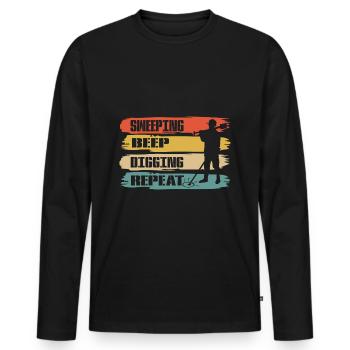 Sweeping Beep Digging Repeat Sondeln Sondler - Men's Premium Organic Long Sleeve Shirt - black - Front - Nico (187cm)