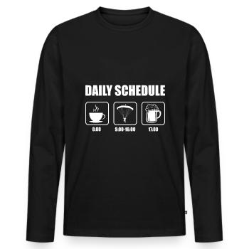 Daily Schedule Graphic Paragliding Parachute Parag - Männer Premium Bio Langarmshirt - Schwarz - Vorne - Nico (187cm)