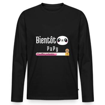 Bientôt Papy - T-shirt manches longues Premium bio Homme - noir - Devant - Nico (187cm)