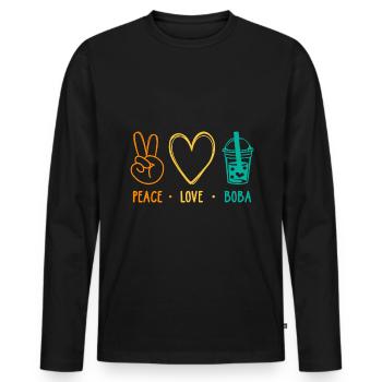 Peace Love Boba Graphic Tea Lover Tea Drinker Bubb - Männer Premium Bio Langarmshirt - Schwarz - Vorne - Nico (187cm)