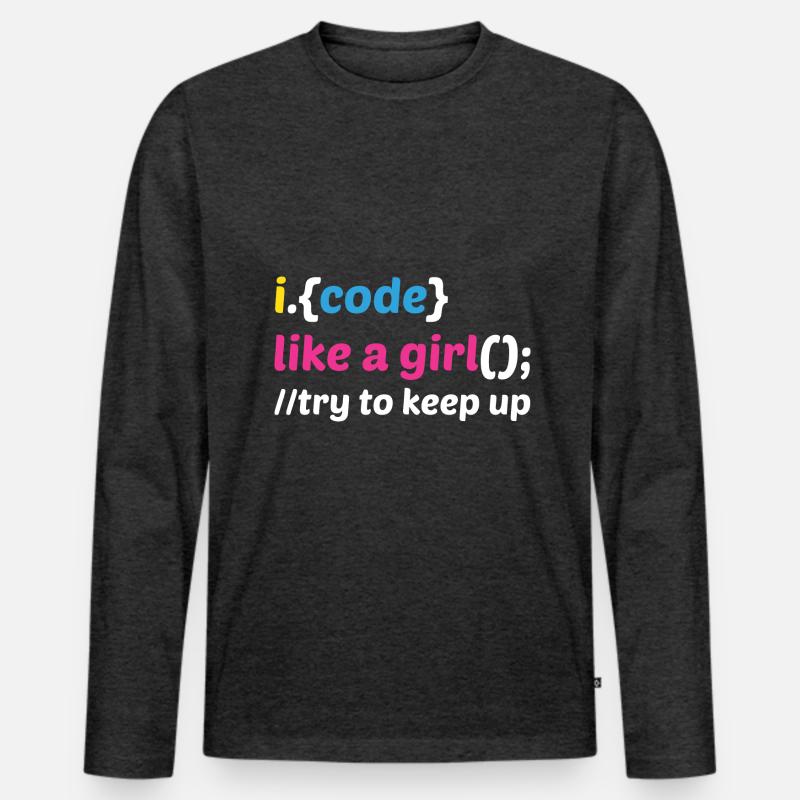 Code Like A Girl Coder Programmer Software Develop Männer Premium Bio Langarmshirt