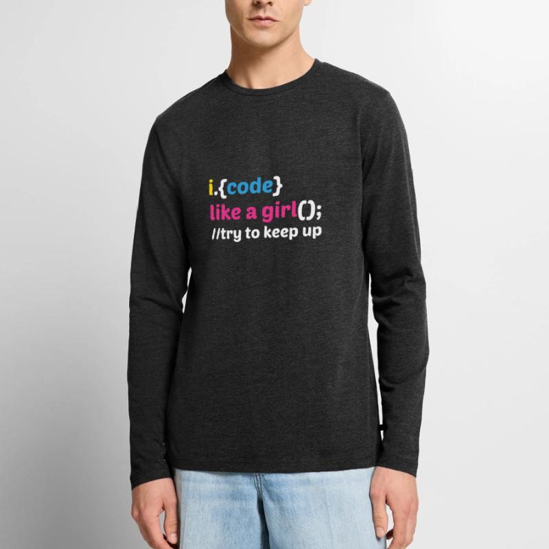 Code Like A Girl Coder Programmer Software Develop Männer Premium Bio Langarmshirt